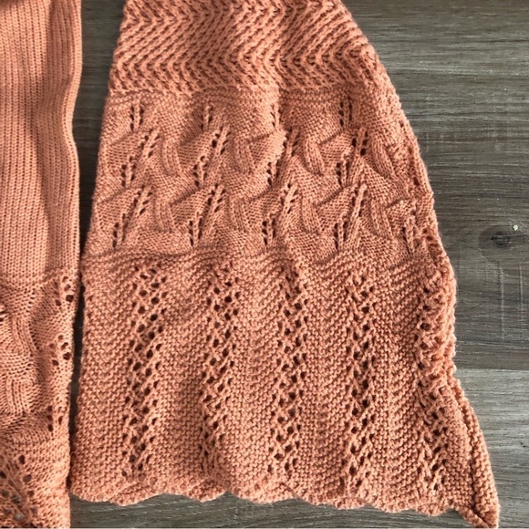 Umgee Peach Knot Sweater Flare Patterned Sleeve Women Size Large - Picture 3 of 9